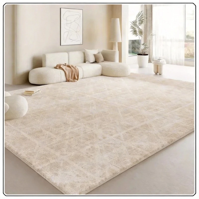Large Size Washable Soft Carpet in Cream Style for Bedroom and Living Room Thick Fluffy Bedside Floor Mat for Home Decoration
