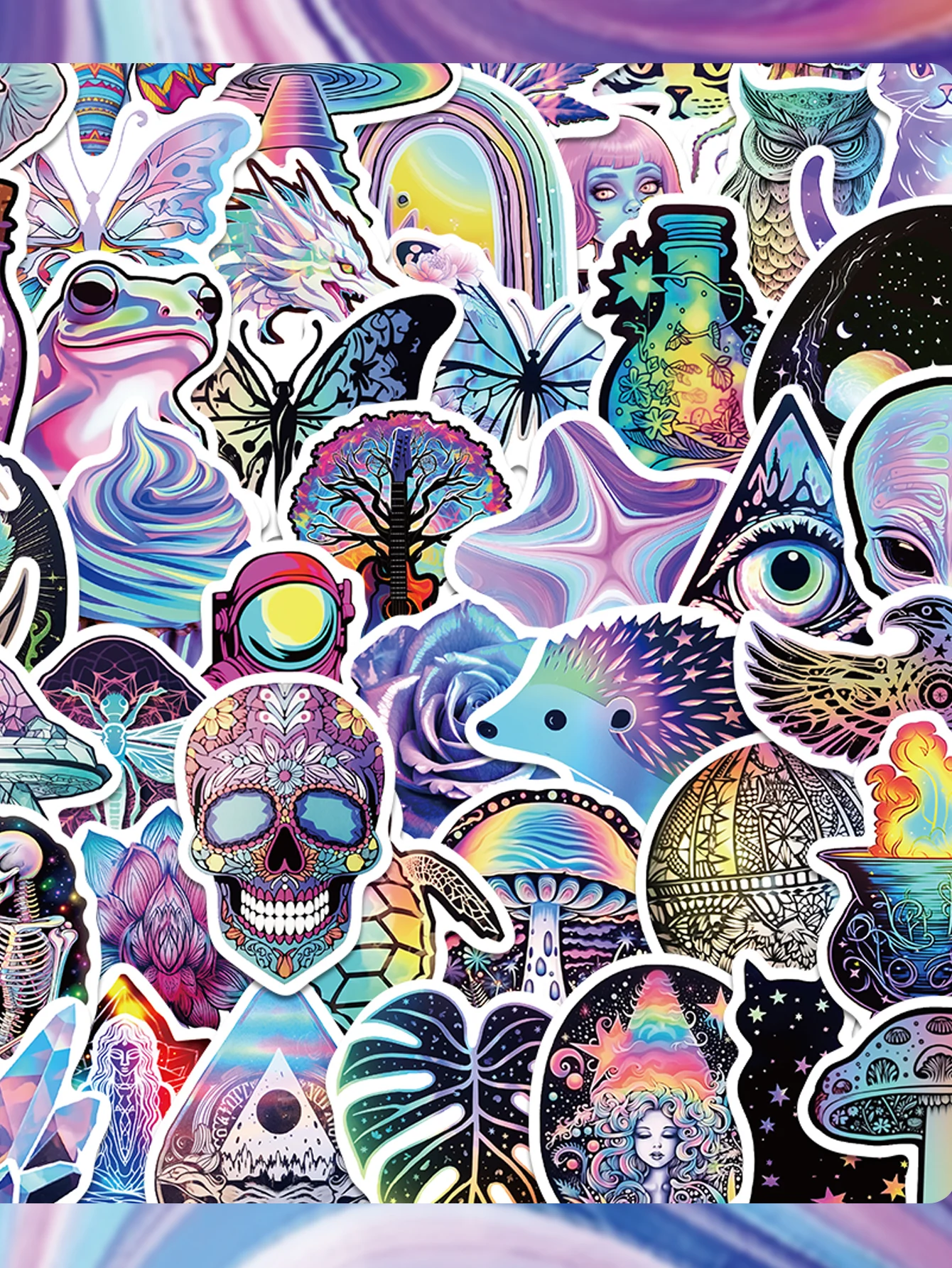 50pcs Cartoon Psychedelic Mysterious Graffiti Stickers For Phone Ipad Aesthetic Sticker DIY Handmade Scrapbooking Material