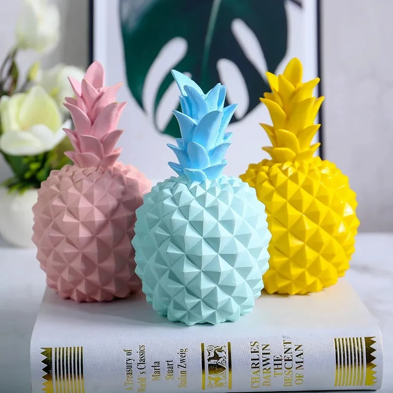 Resin Sculptures Pineapple Black Gold Statue Home Decor Modern Decorative Piggy Bank Aesthetic Room Decor Bedroom Decoration