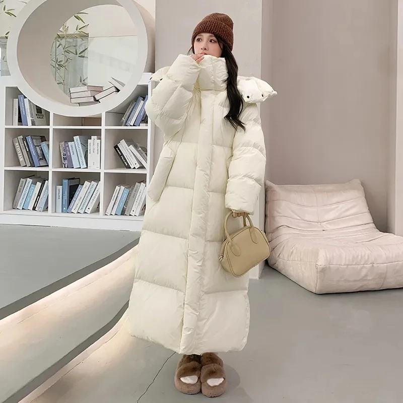 Winter Jacket 2023 Korean Women Parka Big Fur Collar Hooded Thick Warm Long Female Coat Casual Outwear Down Cotton Jacket Parkas