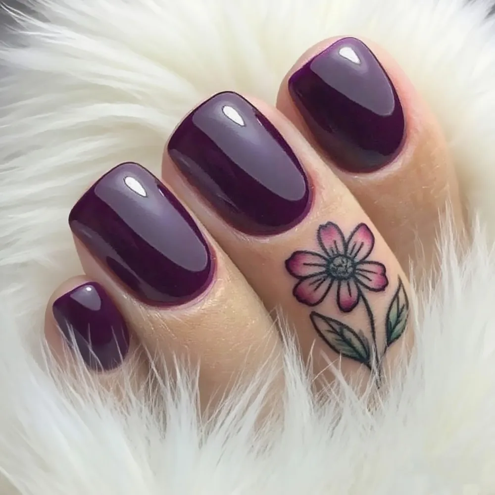 

48Pcs Shiny Dark Purple Press On Fake Nails With Adhesive Artificial Short False Nail Full Cover Finger Tips Manicure Tool