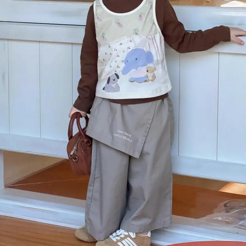 

2025 Autumn New Children Casual Pants Cotton Girls Fashion Wide Leg Pants Baby Loose Trousers Kids Harem Pants Children Clothes