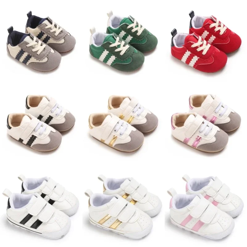 

Baby Boys Girls Spring Autumn Shoes 0-1 Year First Walker Fashion Striped Rubber Soles Casual Sports Newborn