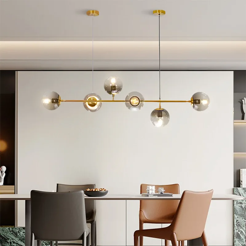 Nordic Restaurant Bar Counter Pendent Lamp Modern Minimalist Creative Living Room Dining Table Glass Chandelier Home Decoration - view 3
