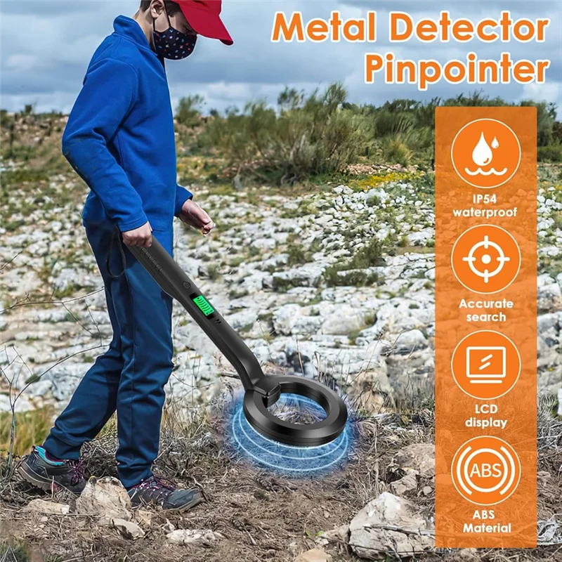 AA08-Metal Detector, Detector With Audible & Alerts 360° Scanning Handheld Metal Detector Treasure Finder For Metal Object