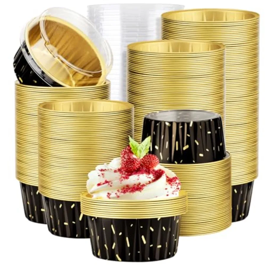 

Disposable Ramekins with Lids 5oz Aluminum Foil Cupcake Liners Ramekins Cups for Baking Dessert Cups Aluminum Cheesecake Pan Cr
