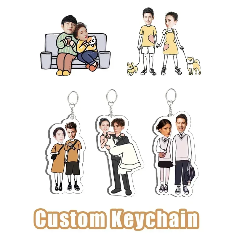 Personalized Arcylic Key Chain Photo Customized Child Boyfriend Girlfrined Cute Pendant Backpack Accessories Decor Collect Gift