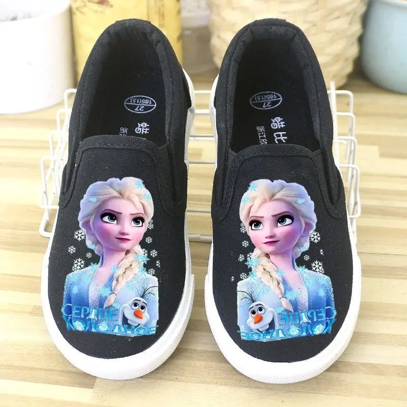 Disney Children Shoes For Girls Sport Sneakers Kids Leisure Autumn Casual Canvas Pink White Shoes Breathable Running Size 24-36