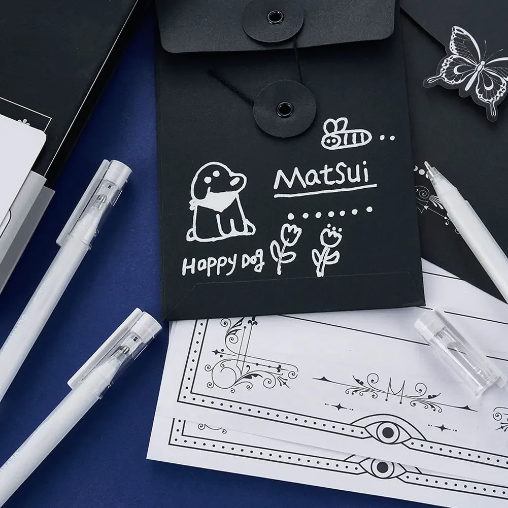 1-5 قطعة/المجموعة الأبيض الحبر هلام القلم 1 مللي متر تسليط الضوء على قلم تحديد للورق الأسود ، الإطارات ، البلاستيك ، الحجر ، المعادن ، اللوحة للفنانين ، المبتدئين #3