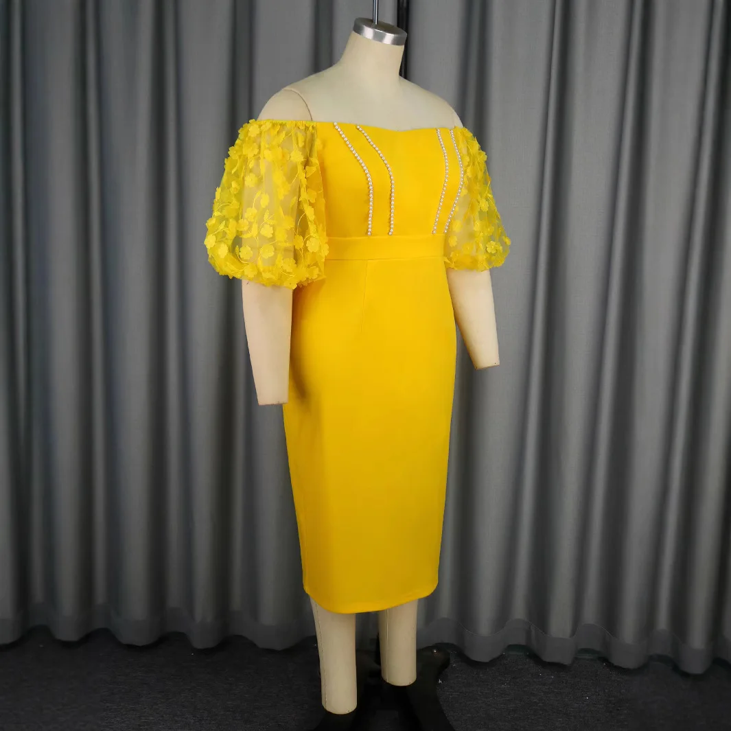 Am041242sexy sem alças pura lanterna manga vestido moda festa cocktail frisado deslizamento vestido 2025 vestido de verão robe feminino