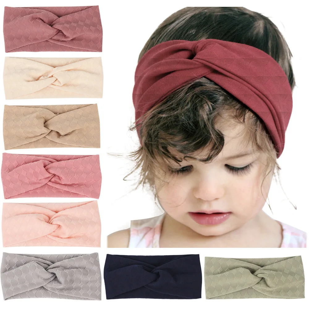 1 PCS Spring Summer Solid Plaid Color Baby Headband Girls Twisted Knotted Soft Elastic Baby Girl Headbands Hair Accessories