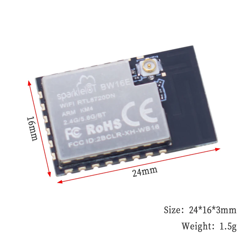 BW16 RTL8720DN 5.0 Dual-band WiFi Module IIC I2C/SPI/UART/PWM Interface 3.3V 2.4G 5G Board PCB IPEX Antenna