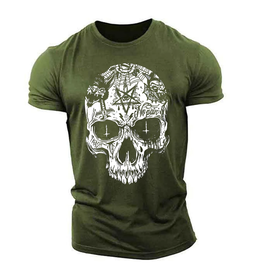 Summer Fashion Trend Skull Graphic Funny Man T-shirts Casual Hip hop 3D Print Harajuku Personality Round Neck Short Sleeve Top