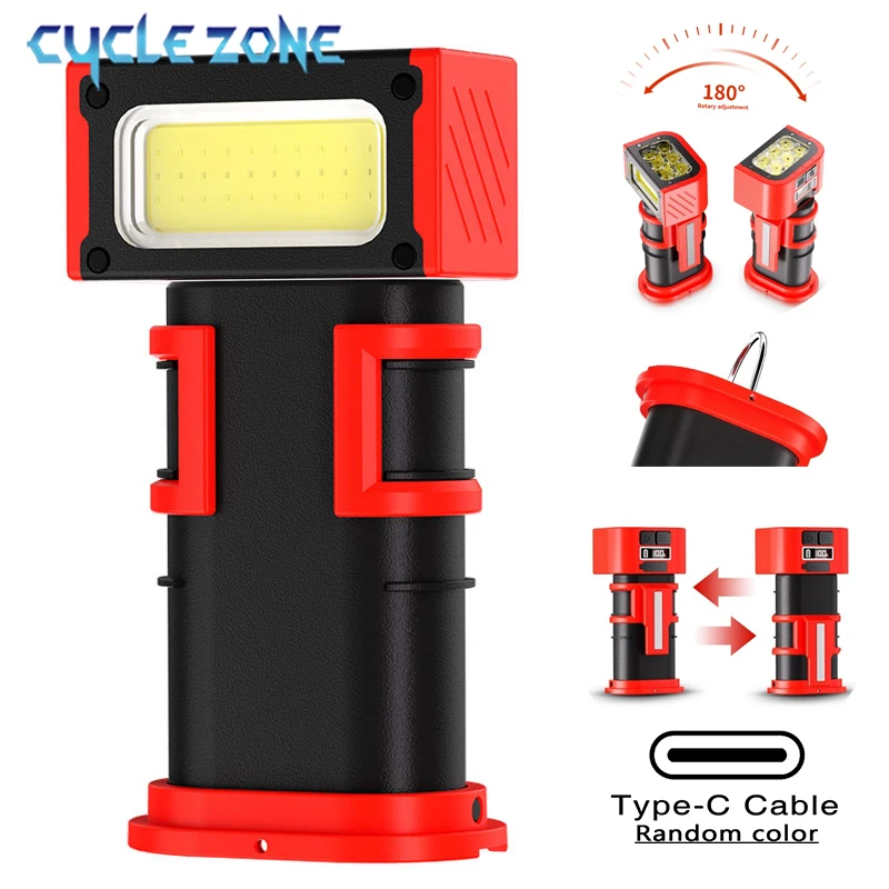 

Pocket Work Light Mini Flashlight TYPE-C Rechargeable Torch with Magnet Hook Camping Lantern Emergency Spotlight for Car Repair