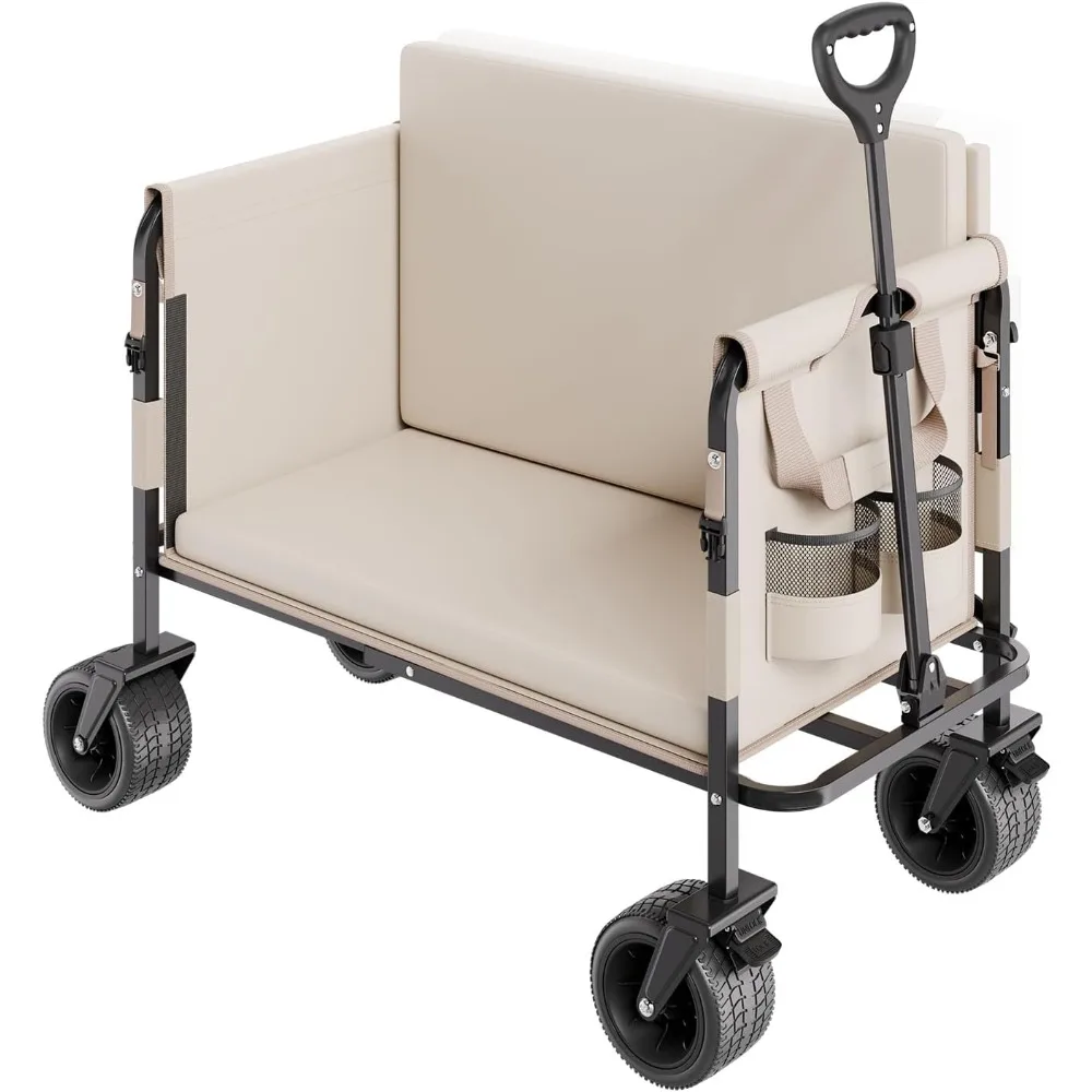 

3-in-1 Foldable Beach Wagon - 550LBS Capacity, Converts to Bench for Outdoor Use