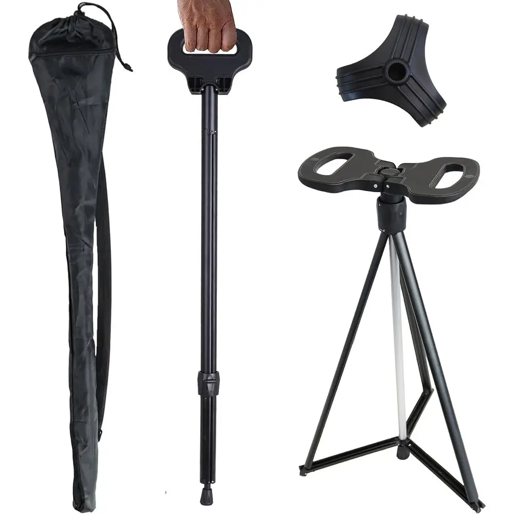 

Portable Folding Seat Cane with Height Adjustment for Mobility Support and Comfortable Waiting