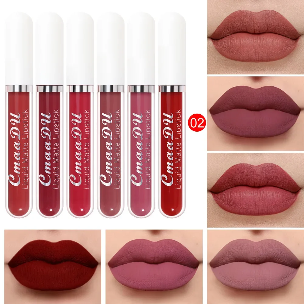 CmaaDu 6Pcs Nude Liquid Lipstick Set Non Stick Cup Ultra Matte Velvet Waterproof Long Lasting Moisturizer Lip Glosses Makeup