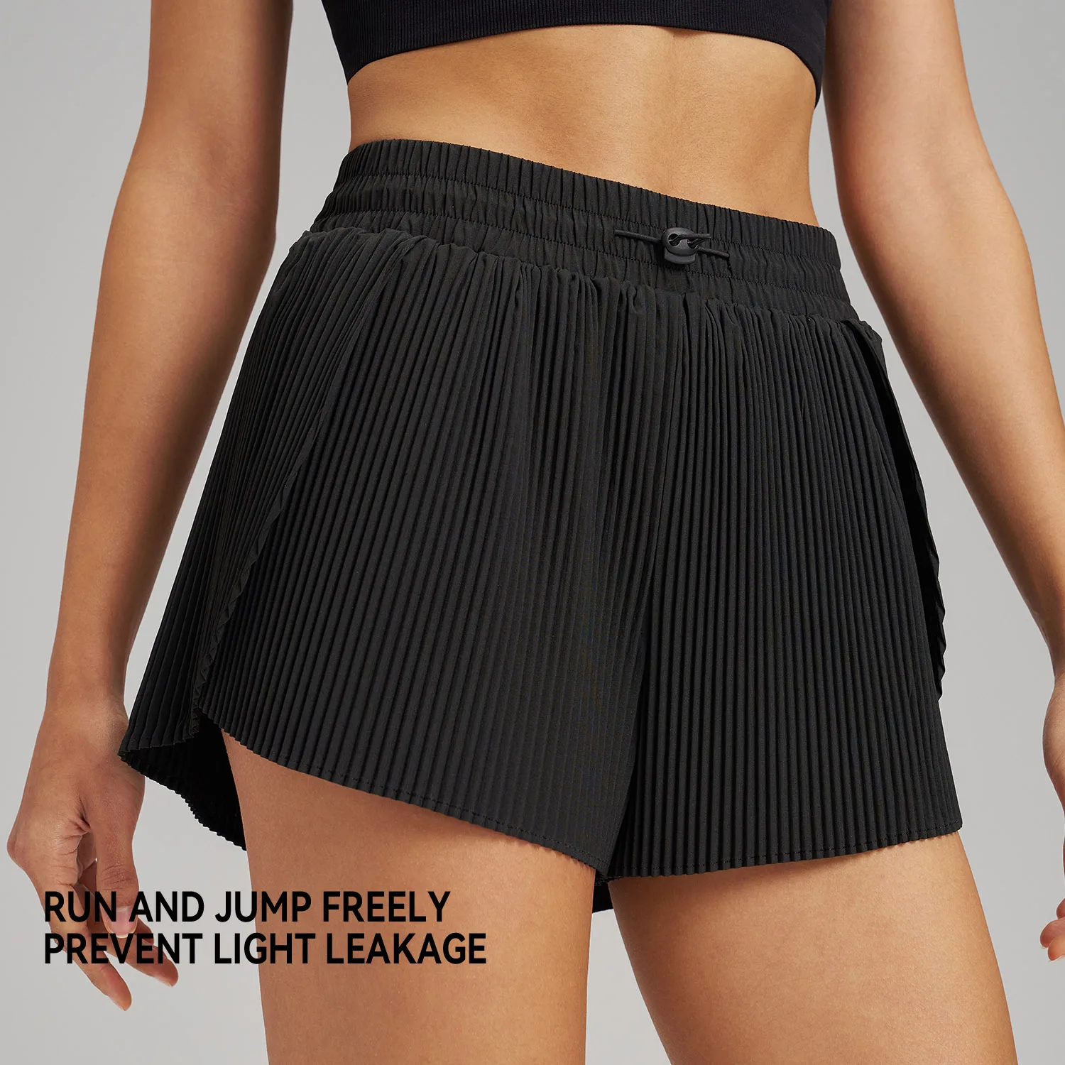 Sports Outdoor Fitness Yoga Shorts Fake Two Pieces Pleated Skirt Pants Breathable Quick Dry Three Point Pants Yoga Skirt image 4