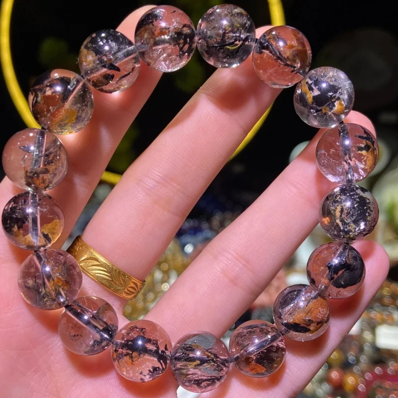 Natural Transparent Two-Color round Beads Shining Rhinestone Crystal Bracelet