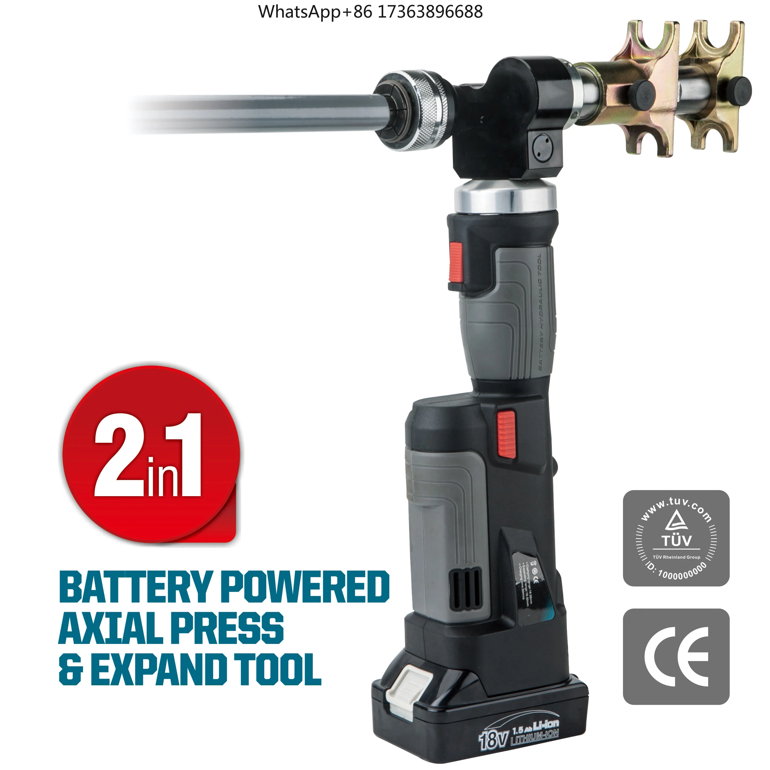 PZ-1240PE Battery Powered DC 18V 1.5Ah Cordless Hydraulic PEX Compressing Press Expand Crimping Tool Pipe Fittings 23mm Stroke