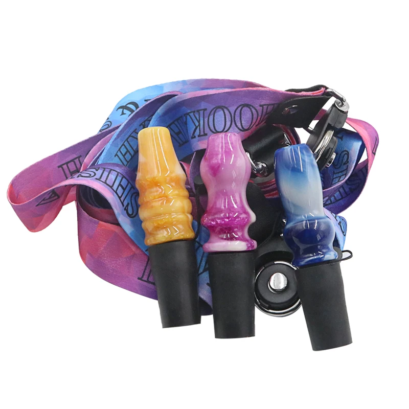 Resin Hookah Mouthpieces For Sheesha Chicha Narguile Shisha Water Pipe Accessories Silicone Hang Rope Strap Mouth Tips