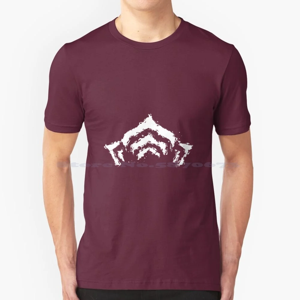 Warframe Logo biała rozpryskana farba T-Shirt 100% bawełniana koszulka Tenno Symbol gry lotosu Symbol Geek ikona białe Logo