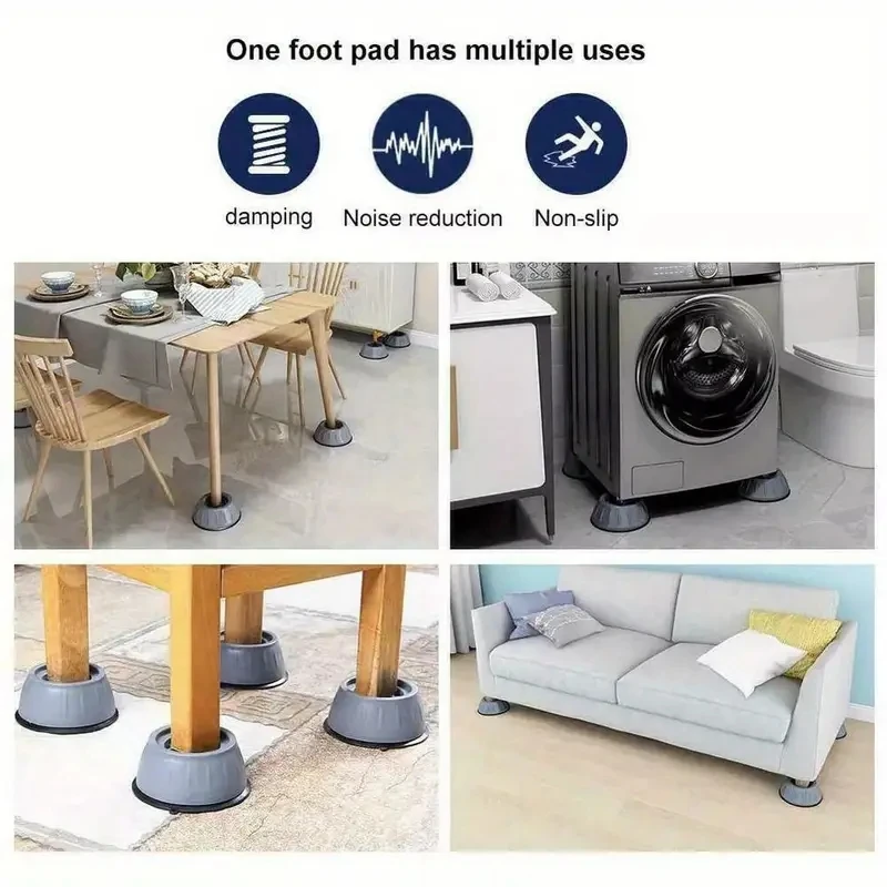 4pcs Washing Machine Feet Heightened Anti-slip Anti-vibration Pads Shelves Base Refrigerator Feet Stand Anti Vibration Pads