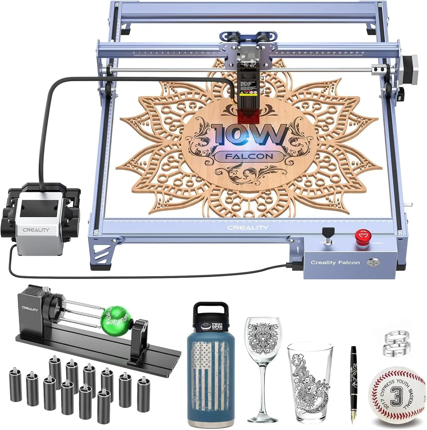 

10W Laser Engraver With Air Assist, Laser Engraving Machine With Rotary Roller, High Precision Laser Cutter And Engraver For