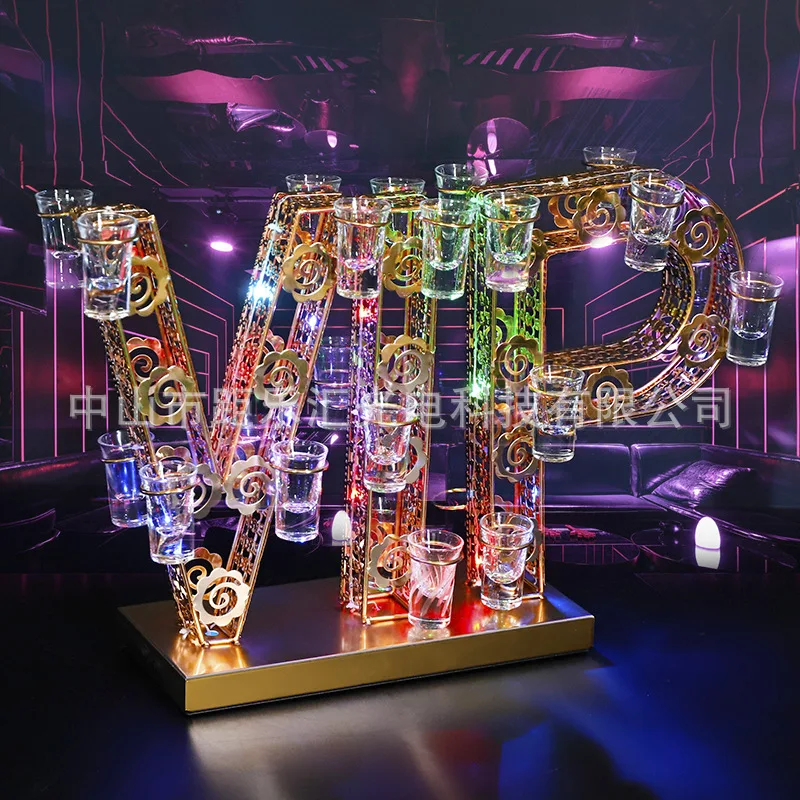

Bar cocktail rack led bullet glass foreign wine champagne cup holder ktv stainless steel cup holder luminous cup holder