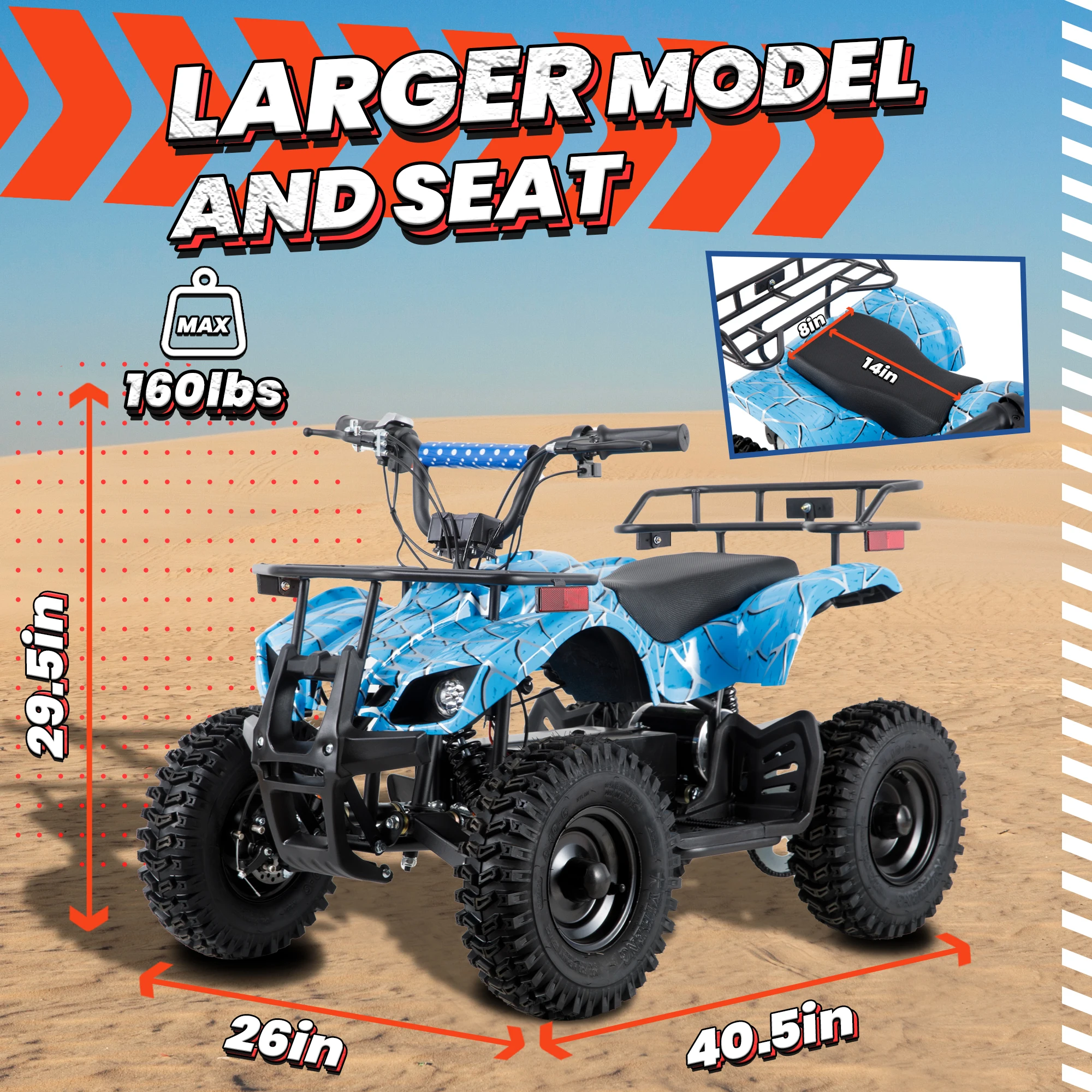 36V Electric ATV Dirt Quad Electric Four-Wheeled ATV with 500W Brushless Powerful Motor Off-Road Vehicle Electric Kids ATV Ride