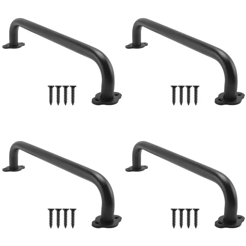 L68A 4Pcs 10 Inch Metal Industrial Pipe Wall Handrail - Pipe Barn Door Pull Handle, Staircase Steps Handrail