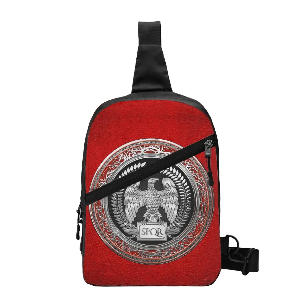 Casual Silver Roman Imperial Eagle Rome SPQR Sling Crossbody Backpack Men Shoulder Chest Bag for Camping Biking