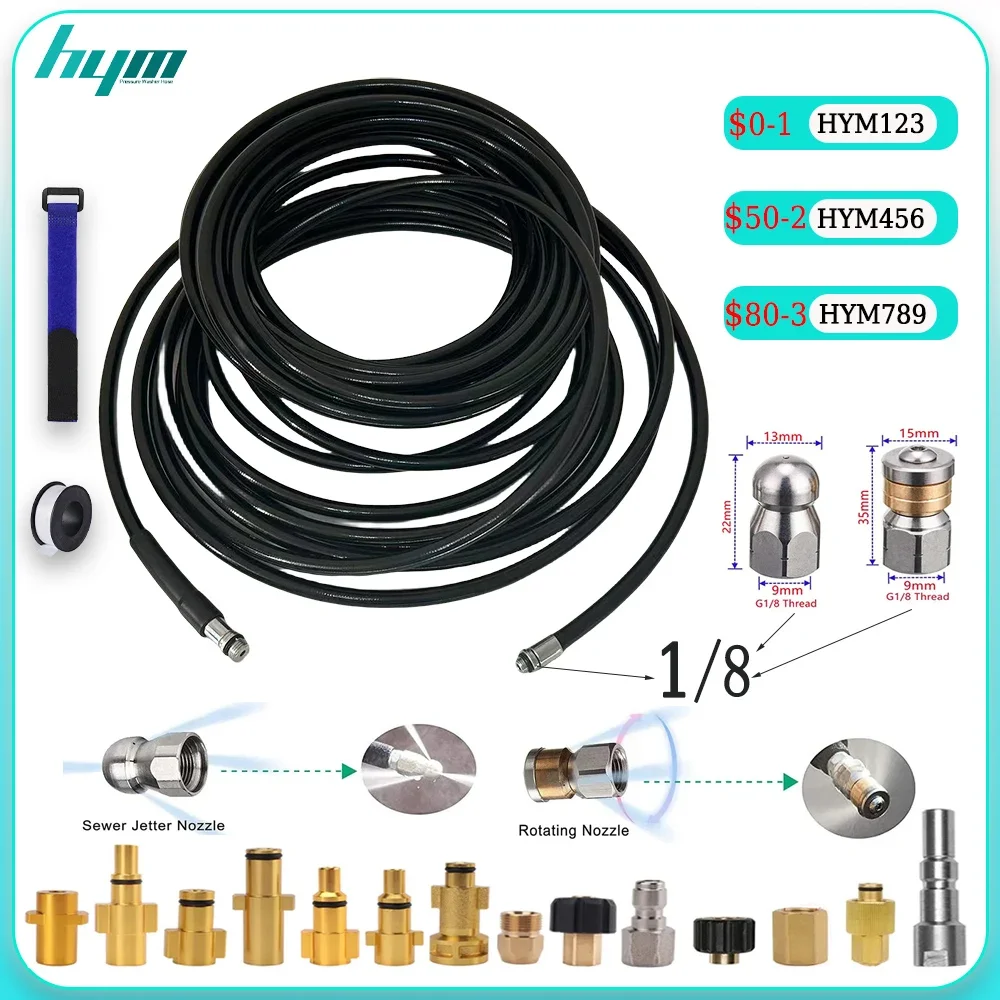 

4000PIS Super Elastomer Flexible Hose Pipeline Sewage Dredging Jet Hose Sewer Drain Jetting Kit 1/8 Pipe Blockage Clogging Jet