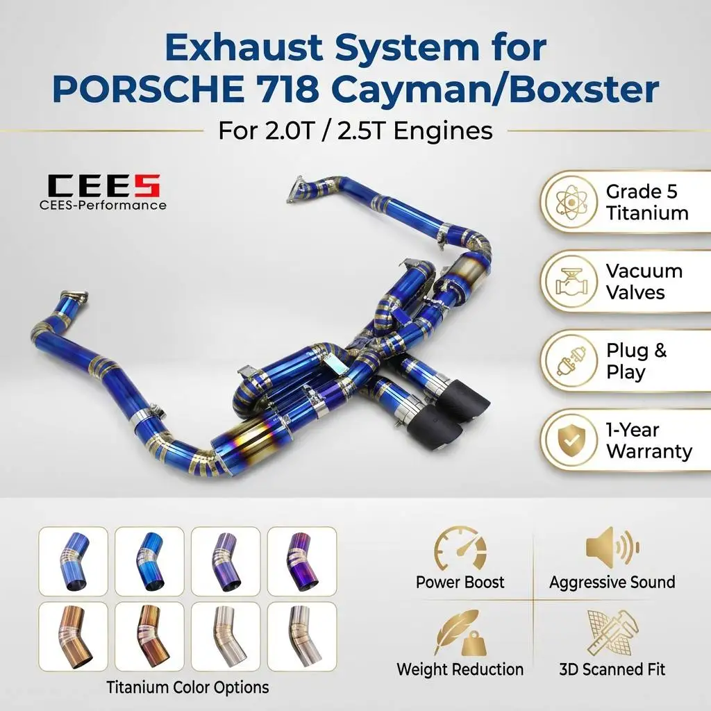 CEES Stainless Steel Valvetronic Catback Exhaust for PORSCHE 718 Boxster/Cayman 2.5T 2016-2023 Exhaust Pipes Muffle