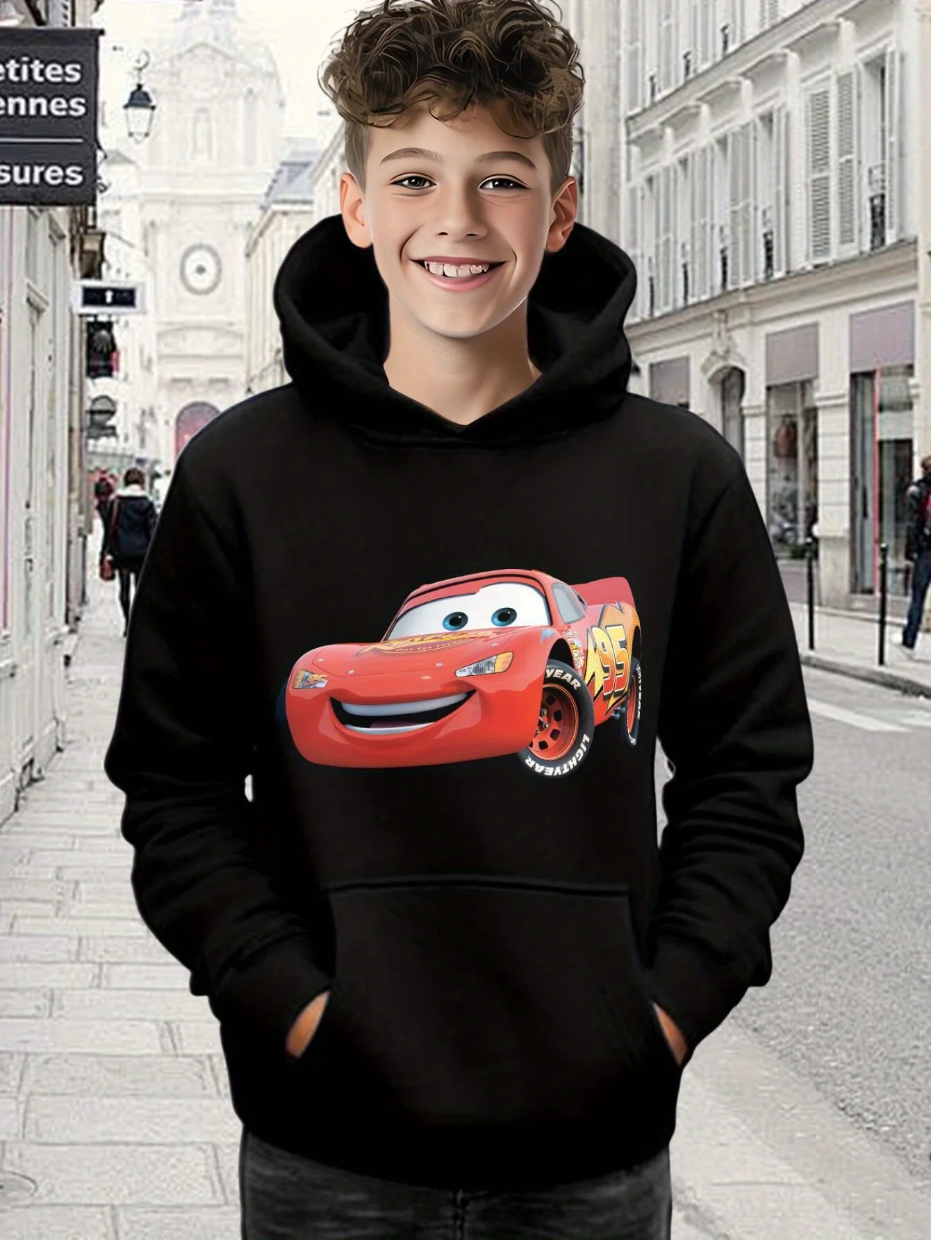 هودي مريح من القطن Lightning McQueen، مقاسات متعددة للأطفال والمراهقين والبالغين، ملابس كاجوال للداخلية أو الخارجية في الخريف والشتاء #2