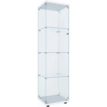 Image Curio Cabinet Glass Display Case for Collectibles Cabinet Display Cabinet with Door 4-Shelf Display Shelves Showcase, Cabinets