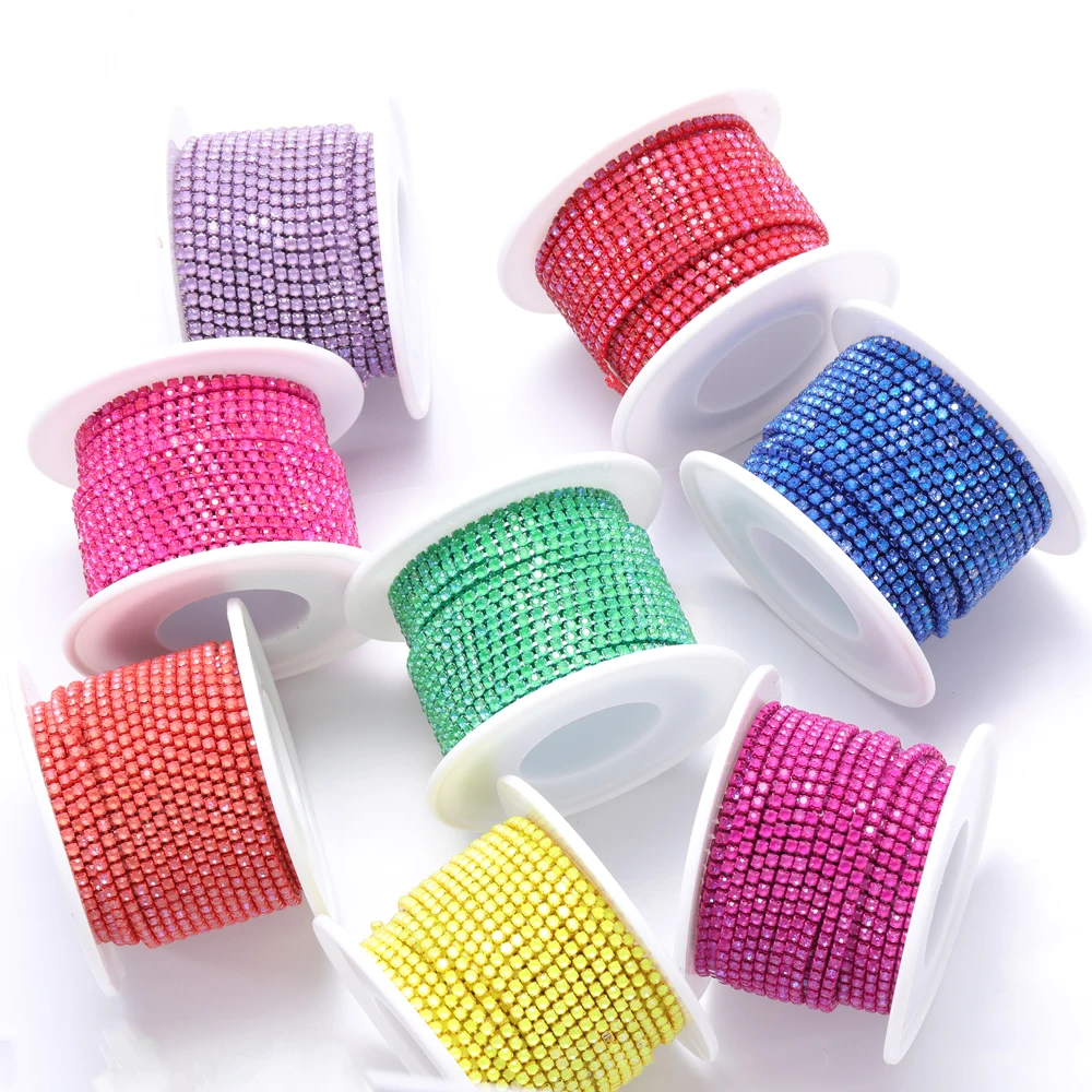 SS6.5 cadenas de copa de Mocha de 1-10 yardas, adornos de diamantes de imitación azules y rojos brillantes para collar, piezas artesanales, decoración de vestido de boda