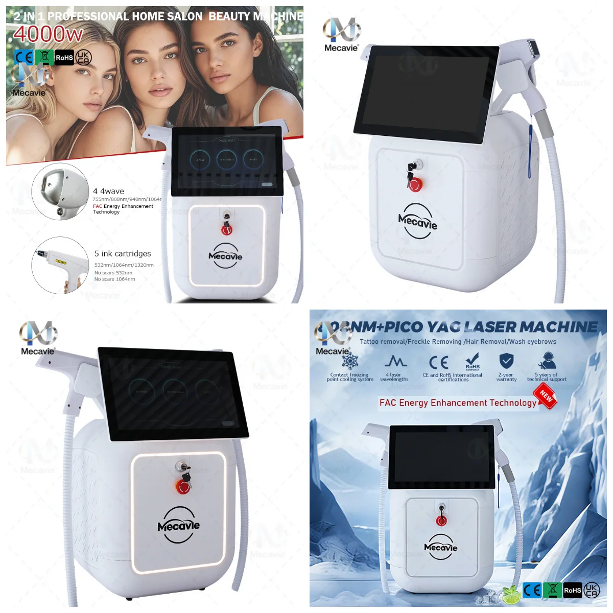 2026 New 2 IN 1 Soprano Titanium Ice Platinum Beauty Machine, 4000W Multi Wavelength Painless Hair Removal & Skin Rejuvenation