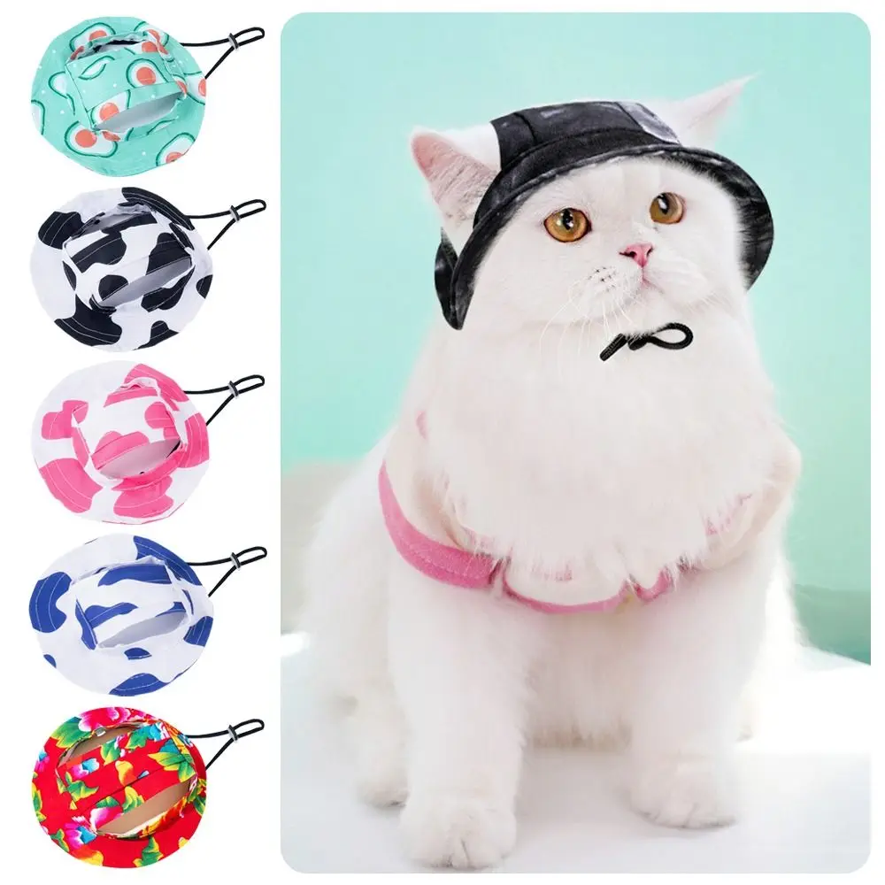 Cartoon Adjustable Pet Sun Cap Anti Stripping Breathable Sport Hat Sun Protection Dog Bucket Hat Travel