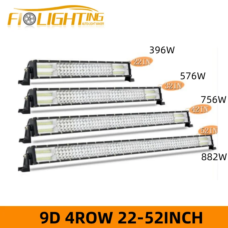 9D 4Row 22-52 Inch Led Light Bar Driving Work Light Straight For Car Vehicle Truck ATV Tractor Off Road Accessories 4x4 12V24V