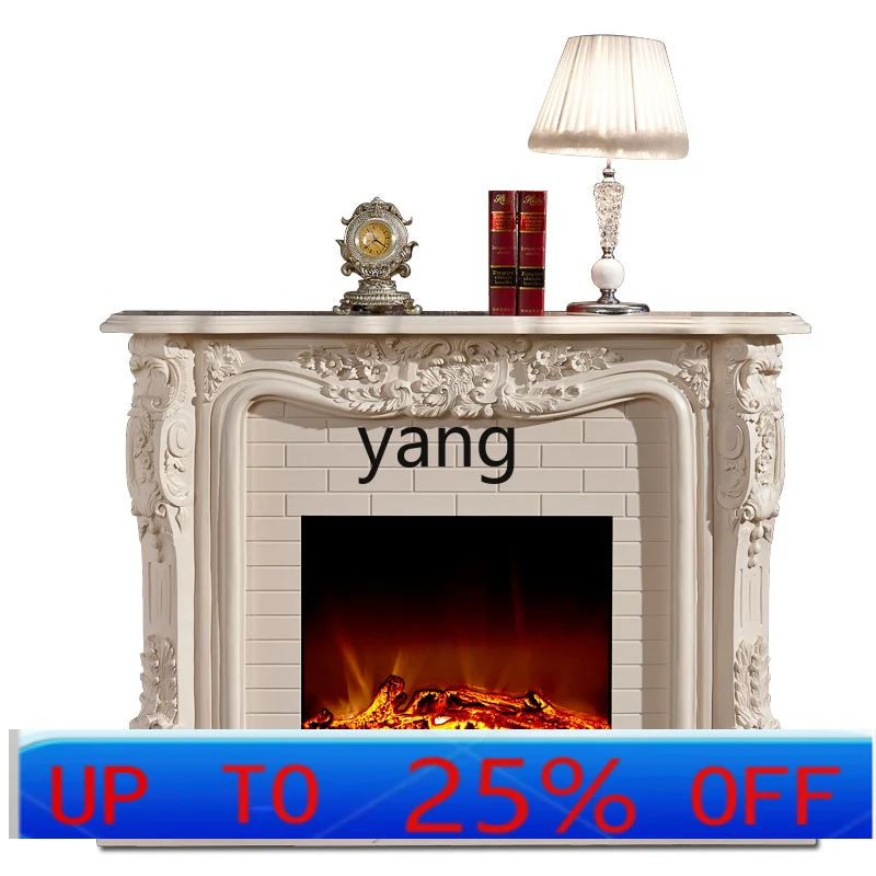 

Декоративный каминный шкаф LMMEuropean, золотисто-белый, из массива дерева, американский стиль, с функцией обогрева