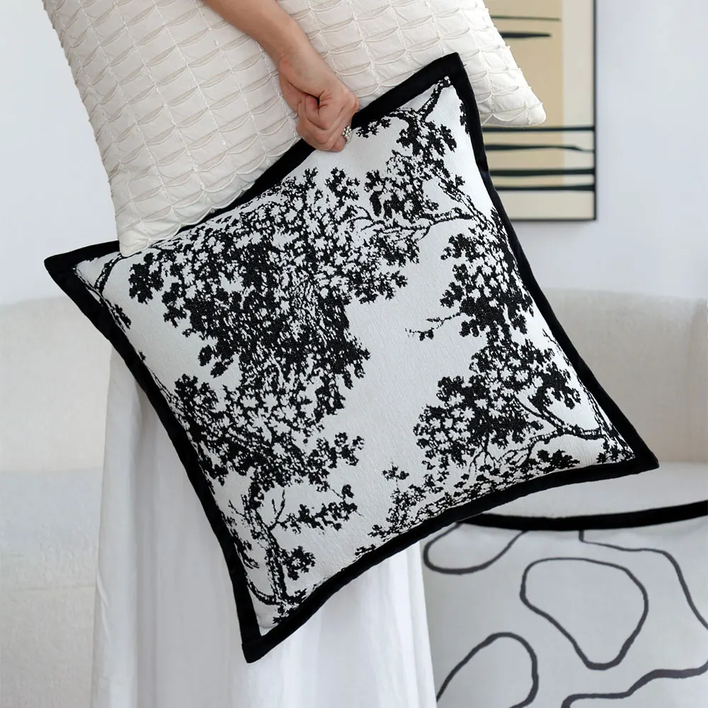Black Decorative Cushion Cover Soft Square Pillowcase Living Room Decoration Ins Nordic Style Sofa Throw Pillow Cover Hogar