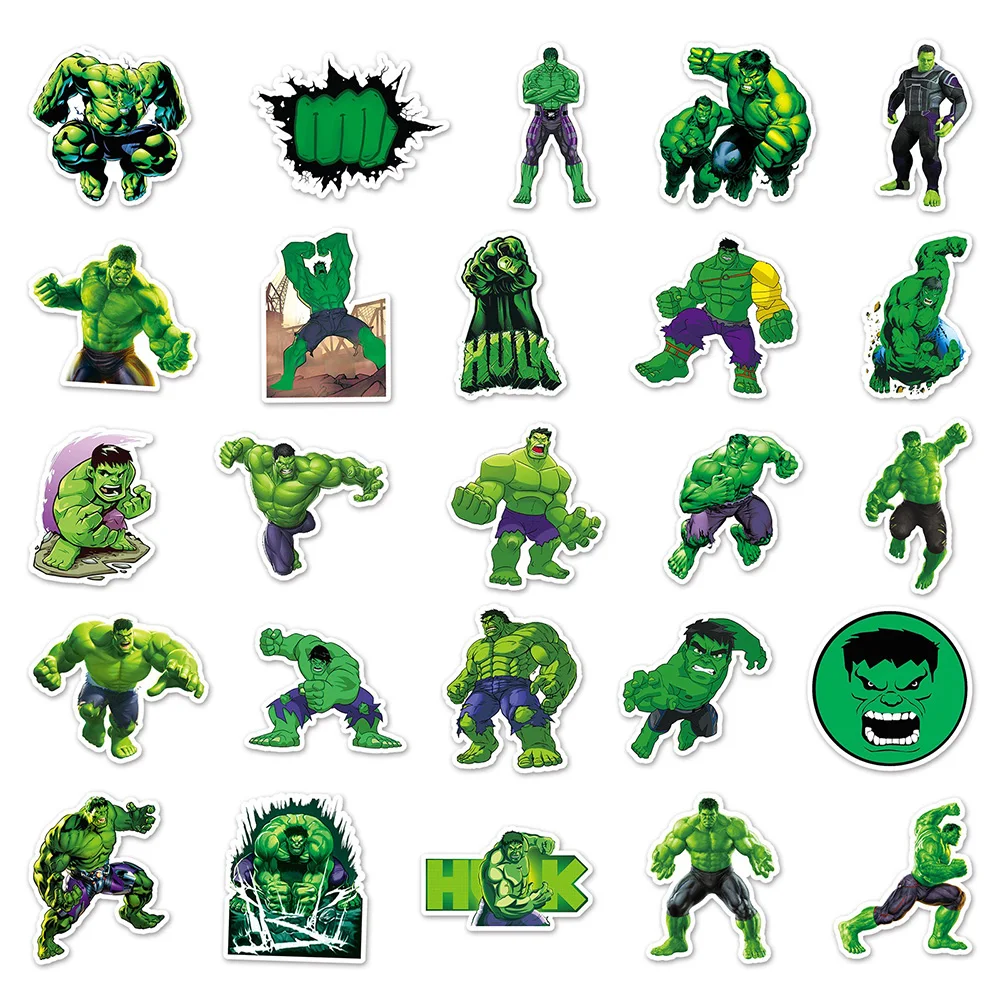 10/30/50PCS Disney Marvel Super Hero Hulk Cartoon Stickers DIY Guitar Laptop Luggage Skateboard Graffiti Decals Fun for Kid Toys