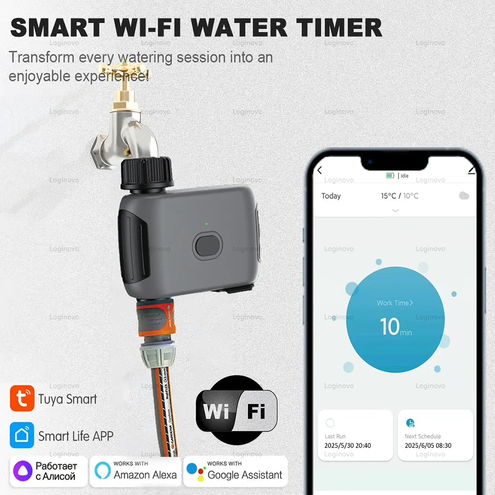 Tuya Wifi Automatic Sprinkle Water Timer Valve Smart Home Garden Watering Irrigation System Support Alexa Google Smart Life APP