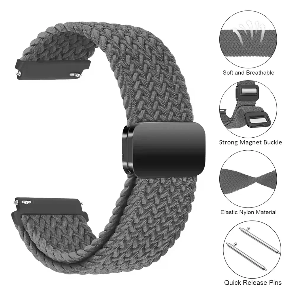 ナイロン編組ストラップ 22 ミリメートル Xiaomi 時計カラー 2 磁気バンド Mi 時計 S4 スポーツ/S3/S2/S1 プロコレアブレスレットアクセサリー