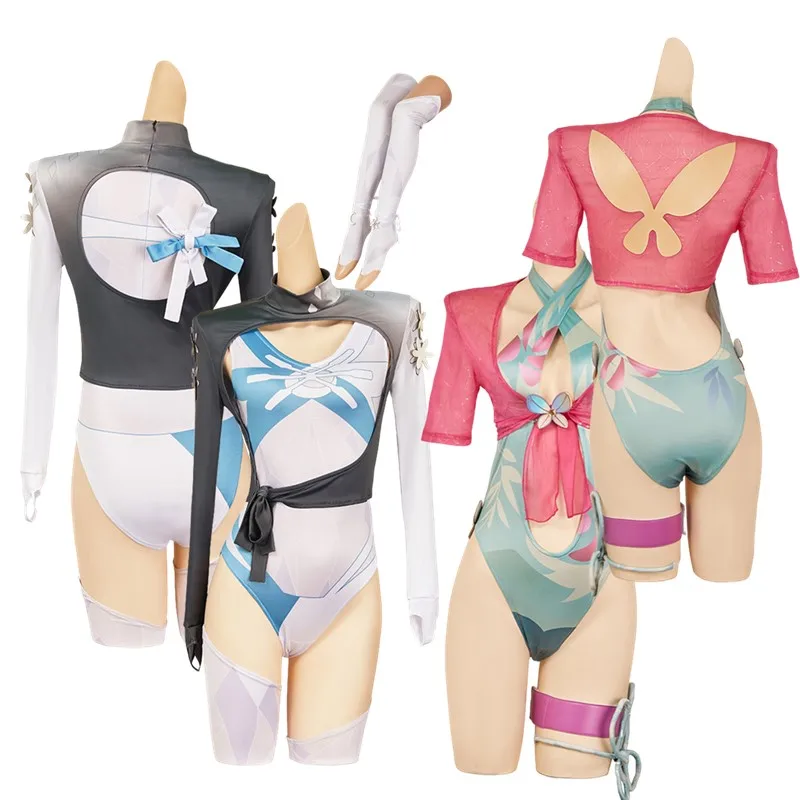 

Комбинезон для косплея Luna Snow, чулки, костюм Psylocke для взрослых и женщин, летние купальники, плащ, наряды, карнавальный костюм на Хэллоуин