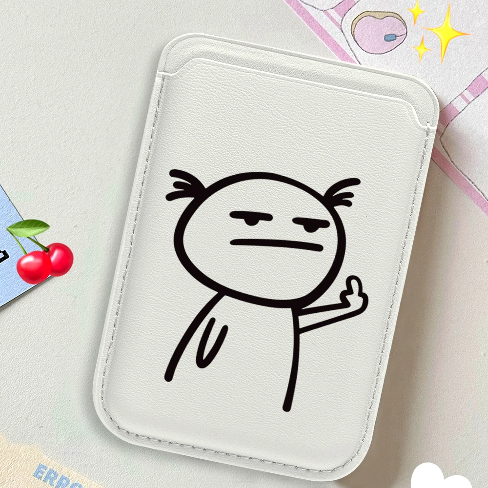 Stick Figures Leder-Kartenetui Handyhülle Kartenhalter für Magnetische Hülle Geeignet für alle iPhone Magsafe Karten-Handy-Rückseiten-Taschen – Detail 3