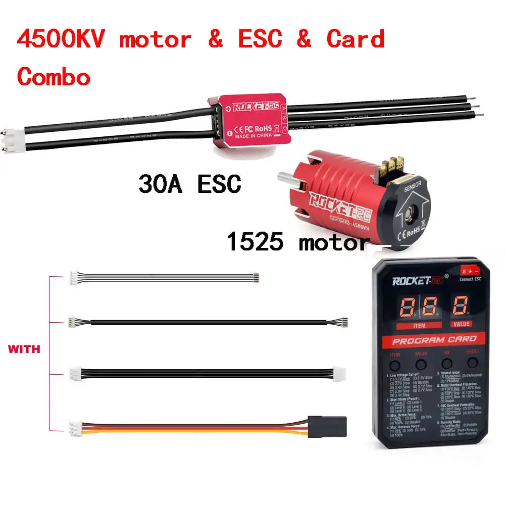 ROCKET-RC Kiwami 30a Esc Mini1525 3500/4500/5500/6800kv Motor Sensorloze Borstelloze Combinatie Voor 1/28 1/27 Schaal Rc Auto 'S Muggenwagens
