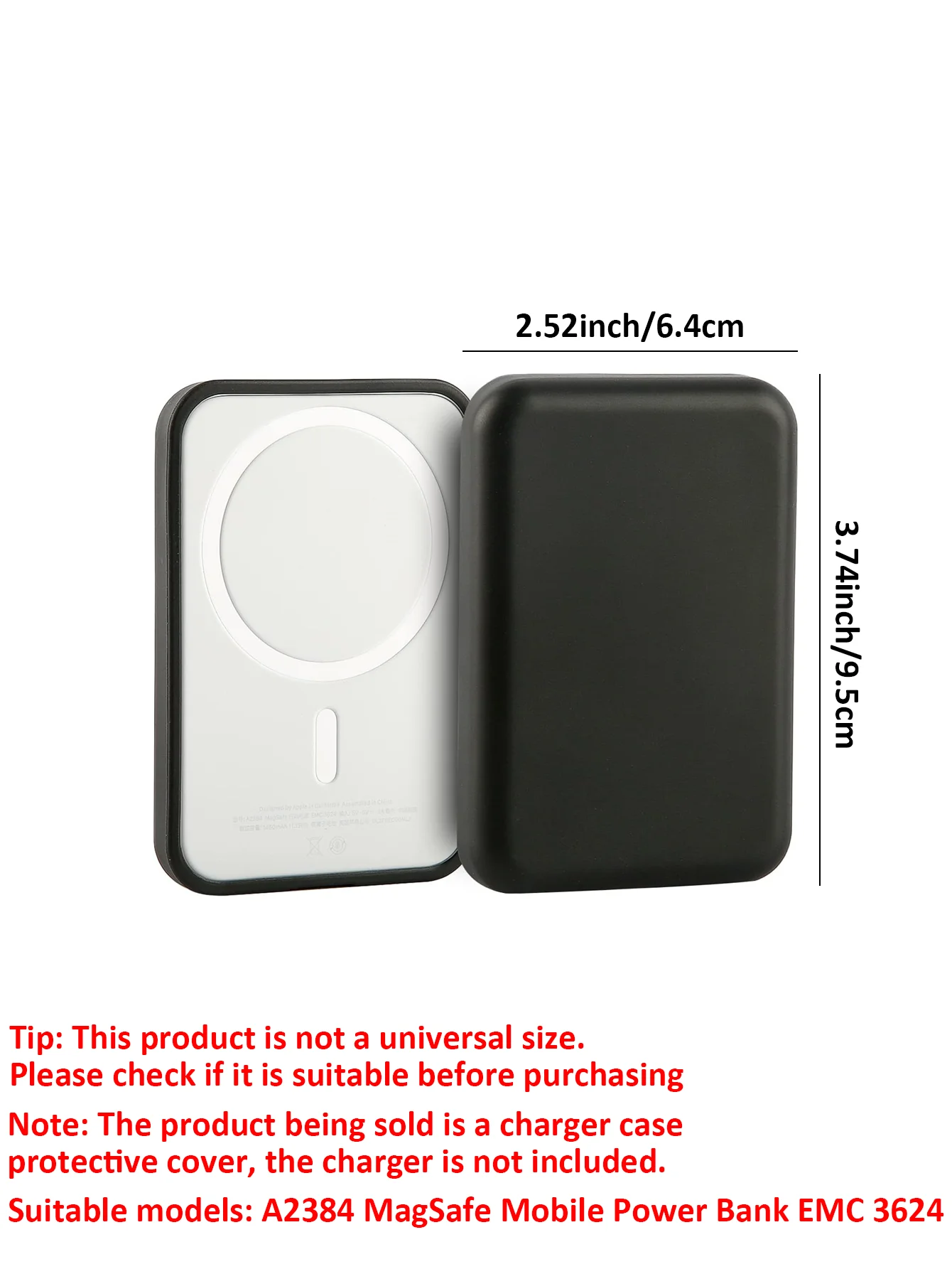 Magnetic Power Bank Protective Case for iPhone - Tpu Soft Anti-Drop Protective Cover, Compatible with Magsafe |   Matte Texture and Secure Closure Design (Battery Not Included)