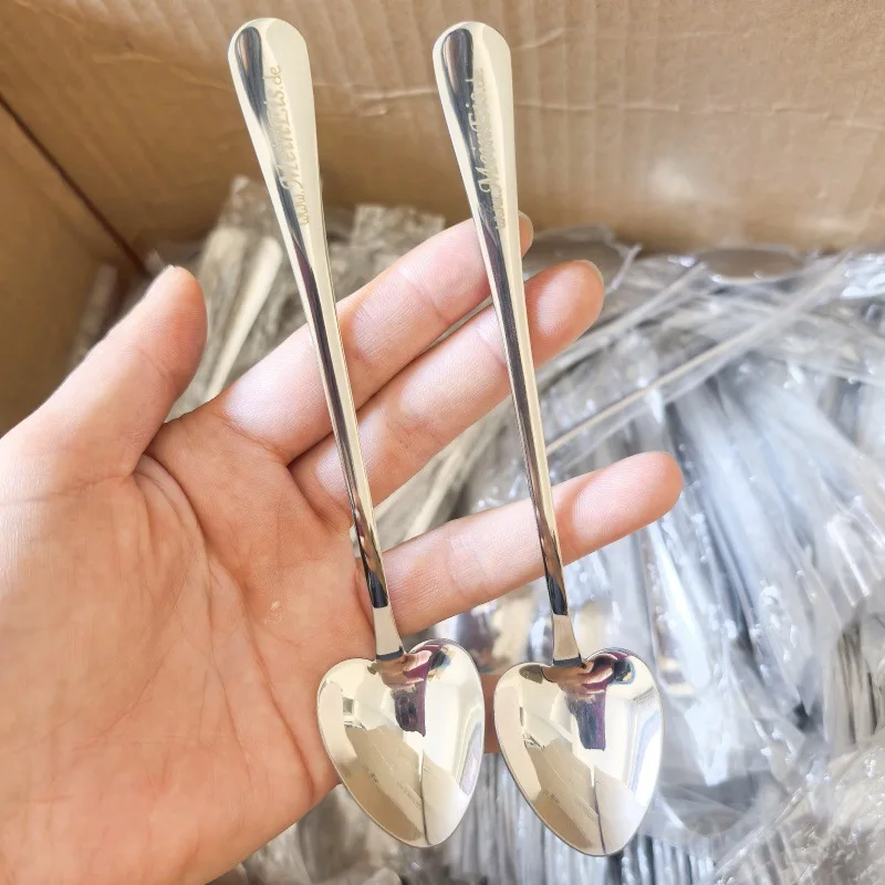 

Stainless Steel Spoon Ice Cream Long Handle Stir Dessert Heart-shaped Watermelon Small Coffee Spoon
